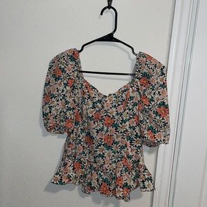 Floral print peplum top